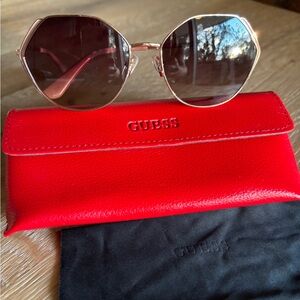 GUESS Women's Sunglasses - Pale Pink and Rose Gold Frame with Brown Lenses